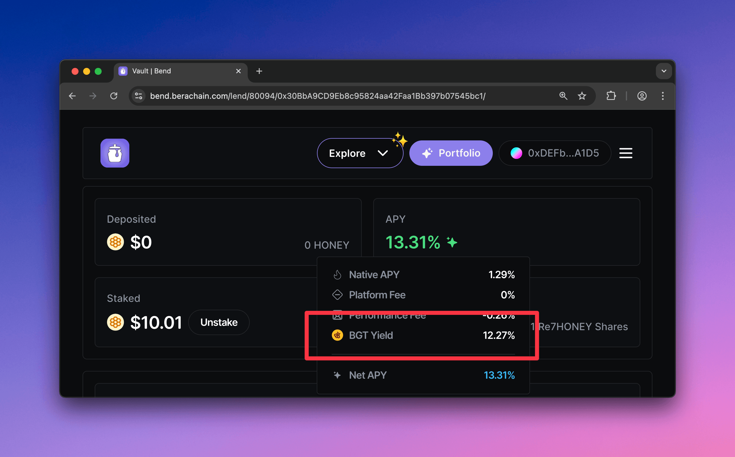 Berachain Bend - $BGT Yield
