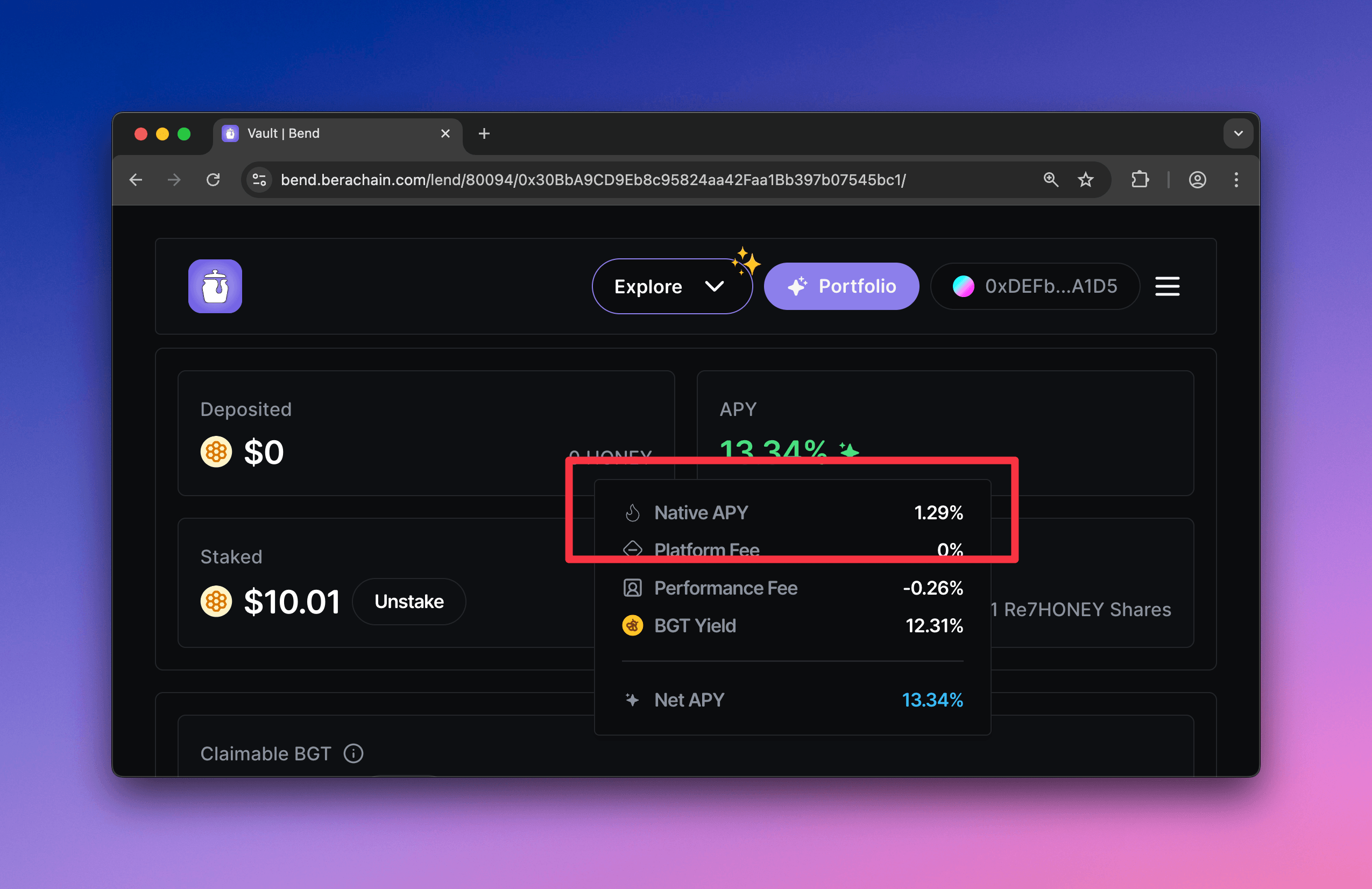 Berachain Bend - Vault Native Yield