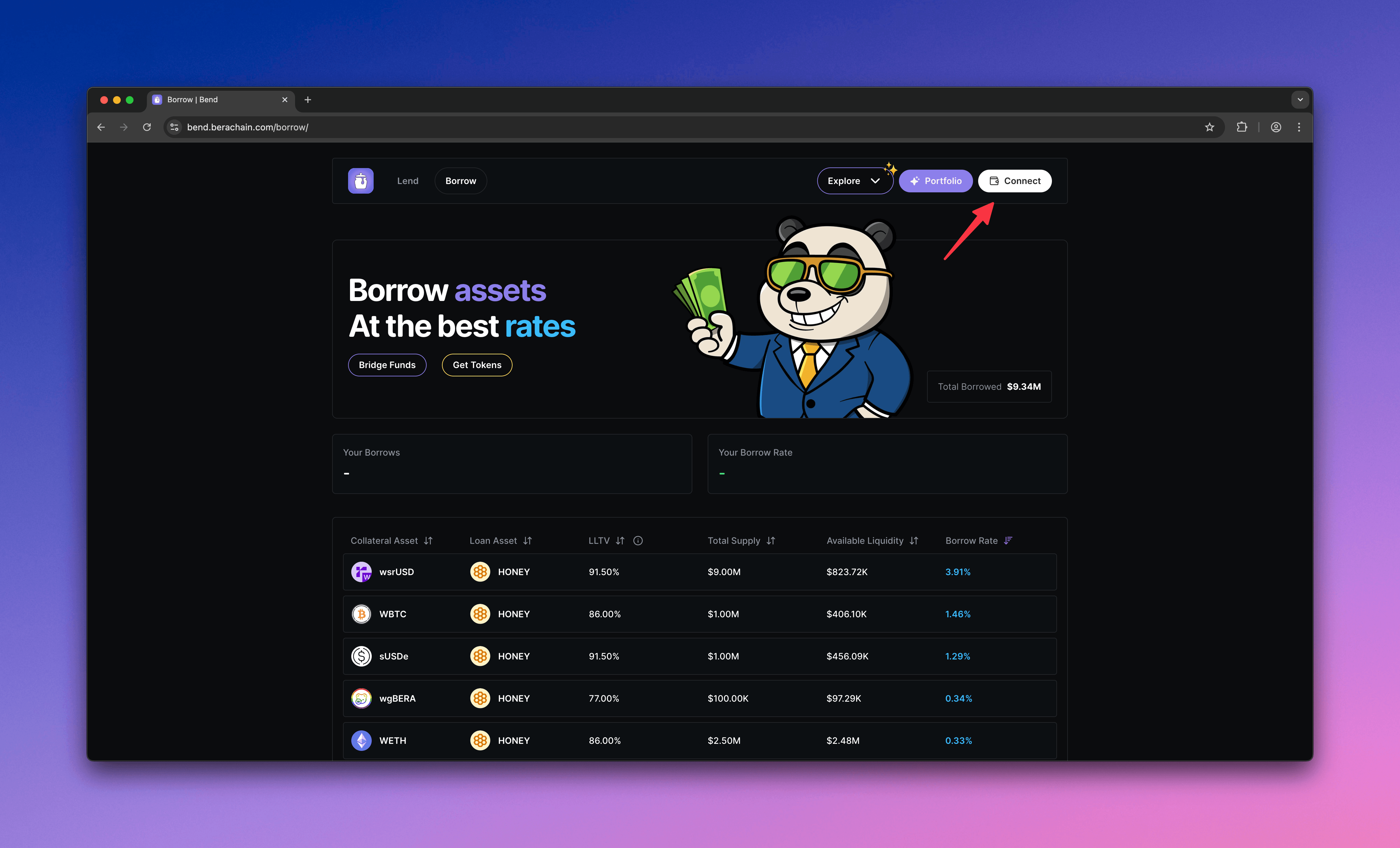 Berachain Bend - Borrow & Connect Wallet