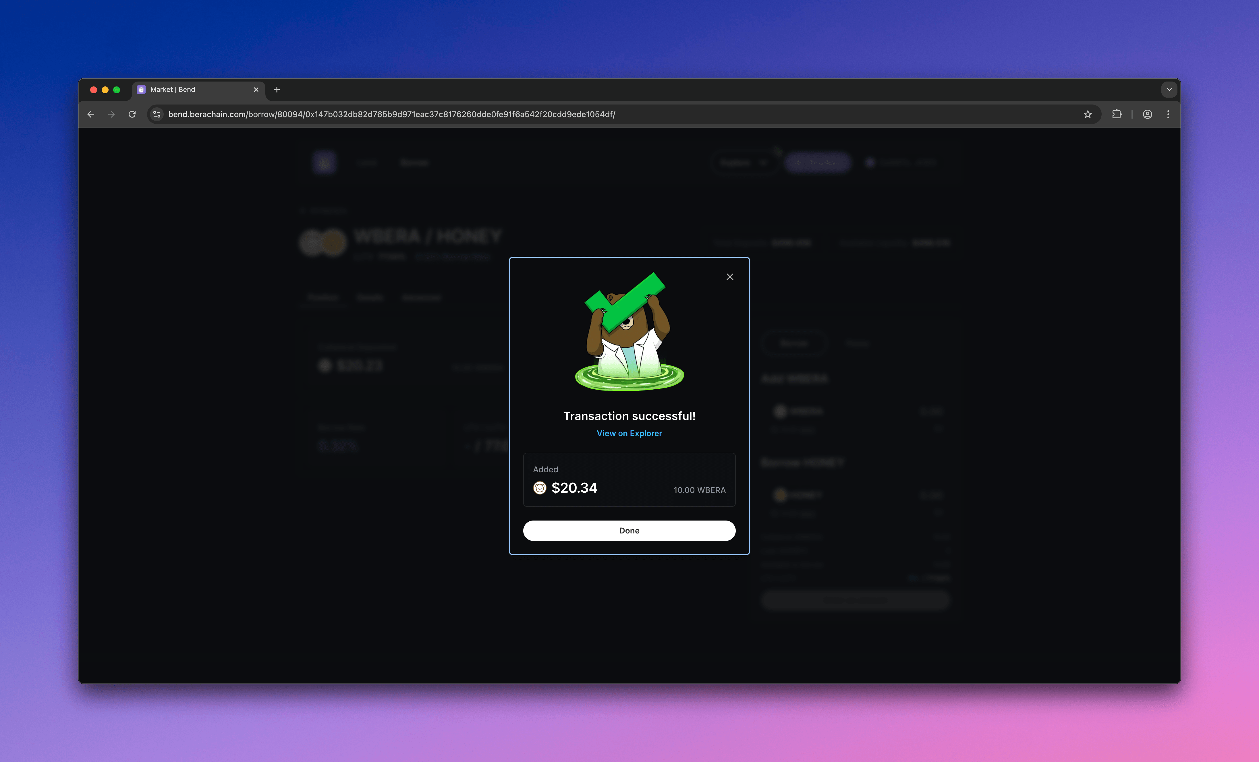 Berachain Bend - Successful Approve & Supply