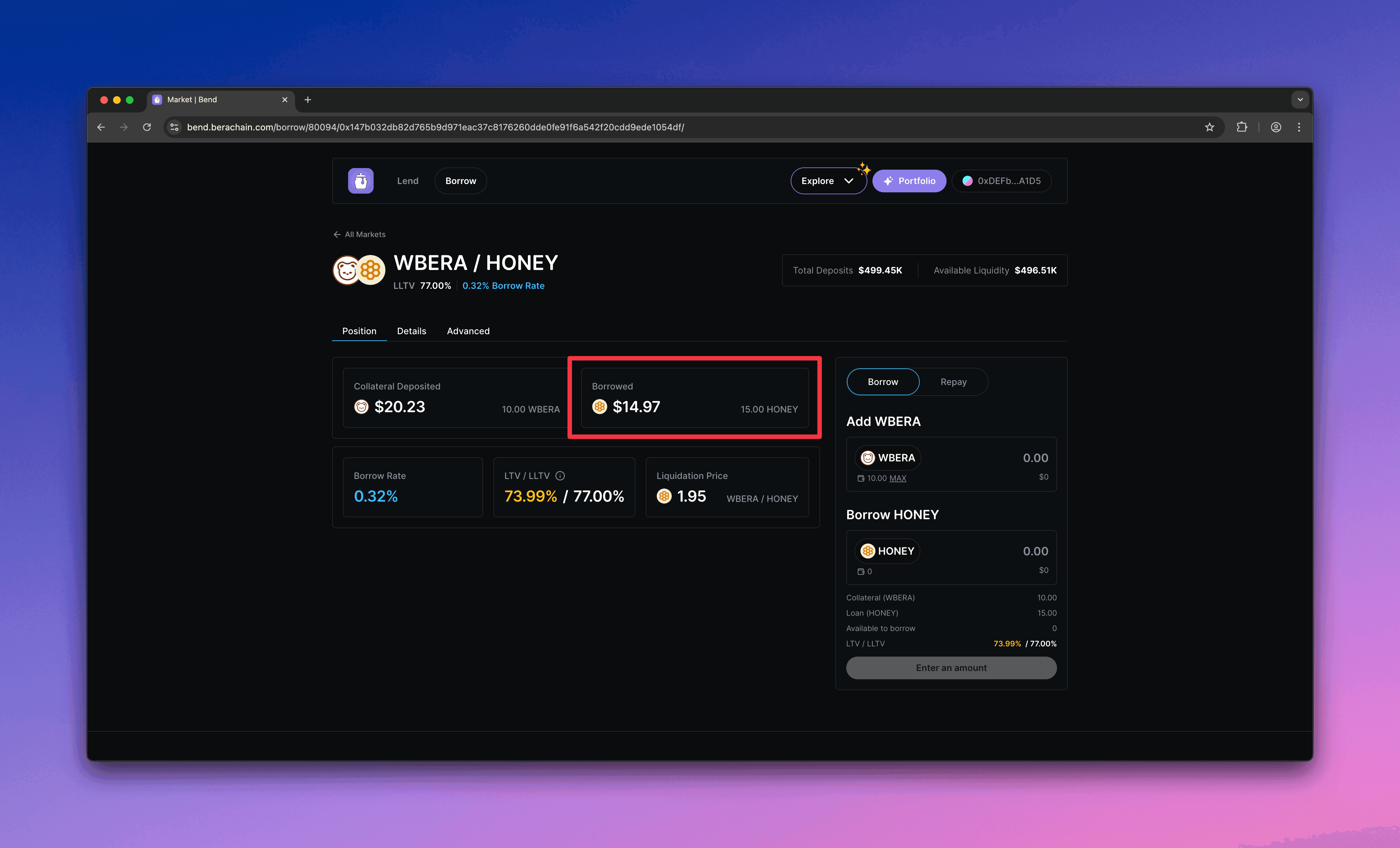 Berachain Bend - Successful Borrow