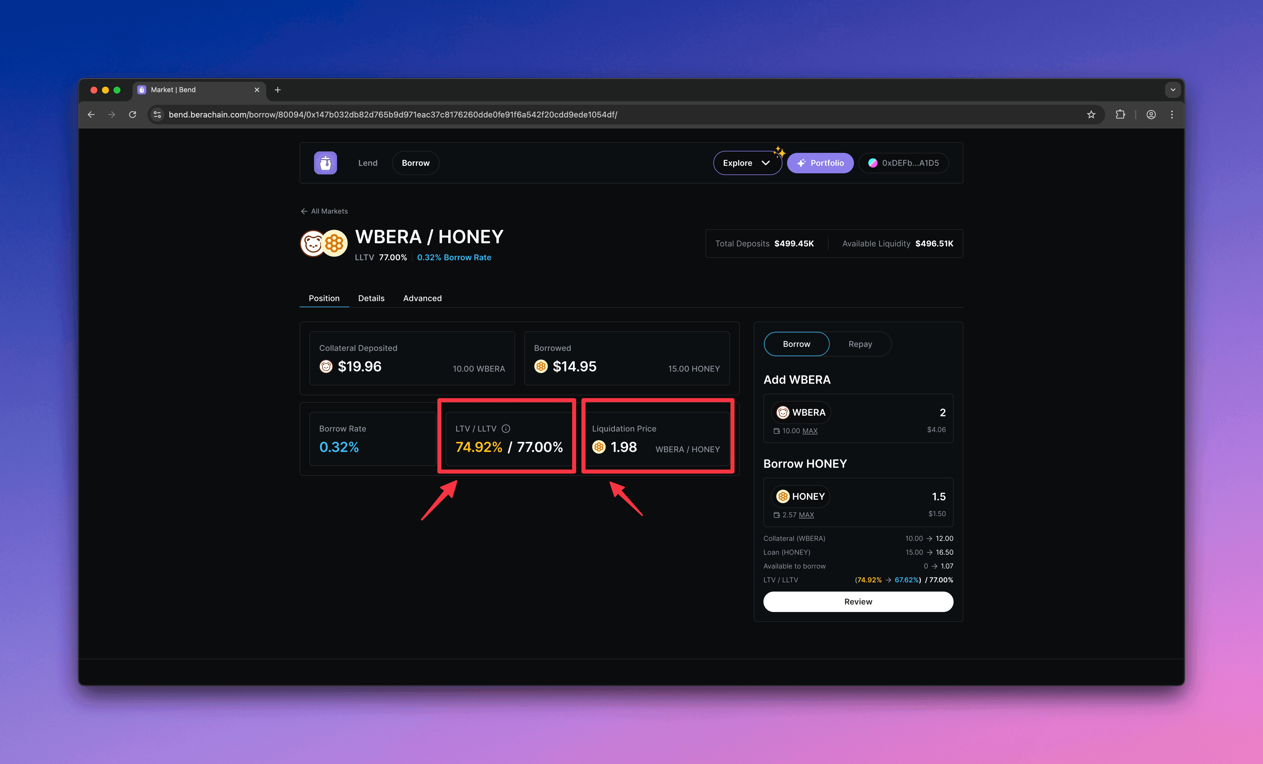 Berachain Bend - Monitor LTV/LLTV