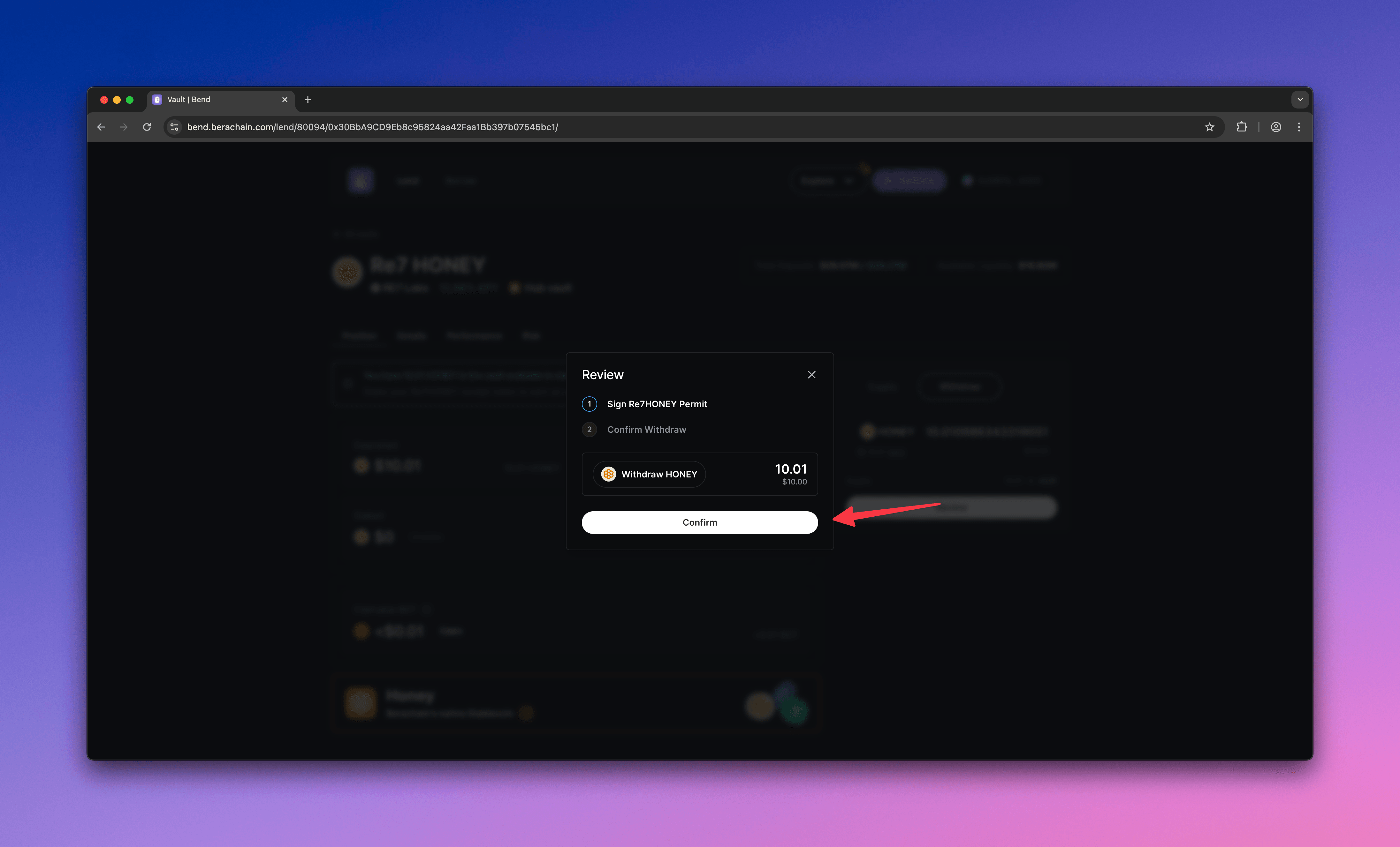 Berachain Bend - Successful Deposit Withdraw